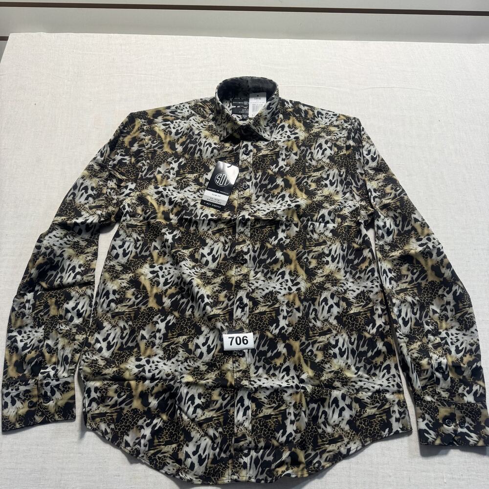 Society of Threads Slim Fit Shirt Men Sz M Leopard‎ Print Brand New